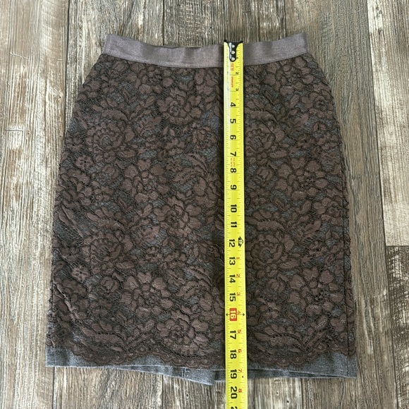 LOFT PETITE BEAUTIFUL LACE BROWN SKIRT, SIZE, 00P - Picture 6 of 9